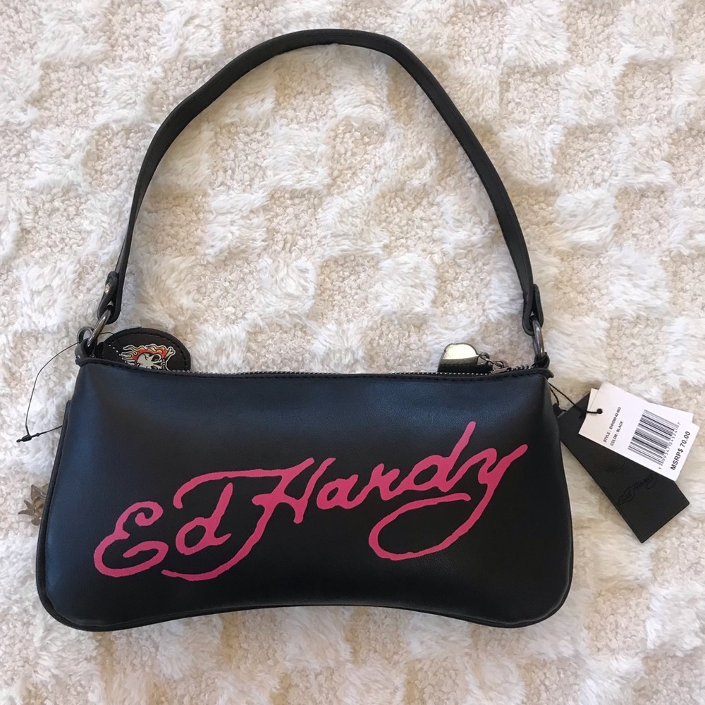 Ed Hardy NWOT Horse Themed Rhinestone With Charms Shoulder Bag - Picture 2 of 12